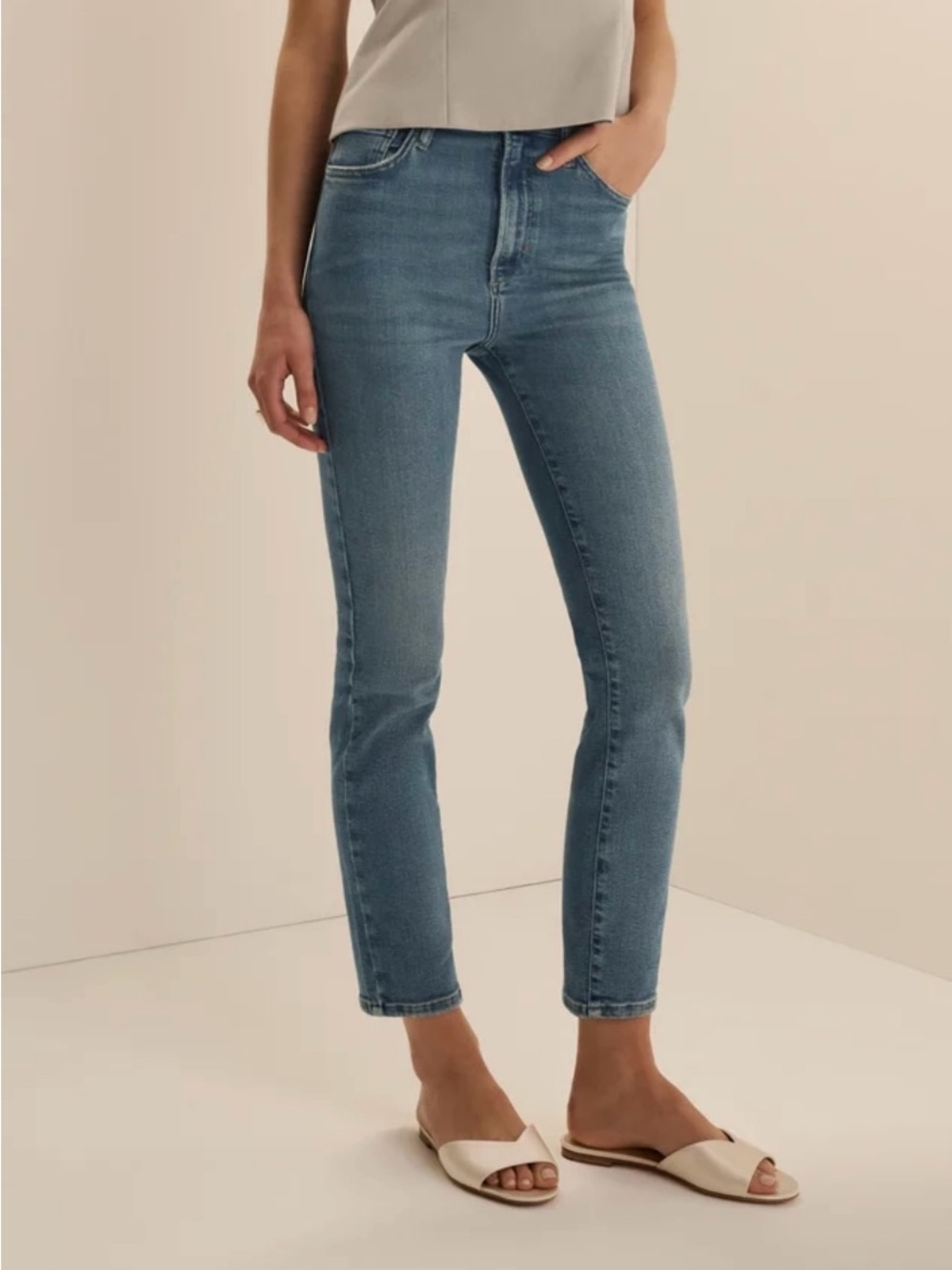Favorite Daughter The Valentina Super High Rise Cigarette Ankle Blue Jeans 27